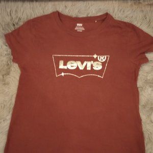Levi's T-shirt Red with glitter logo